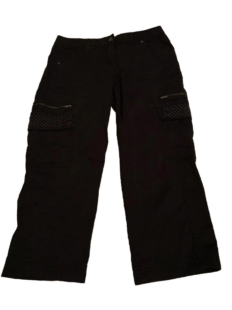 Cache - Size 6 Black Cropped Cargo Pants Please Read